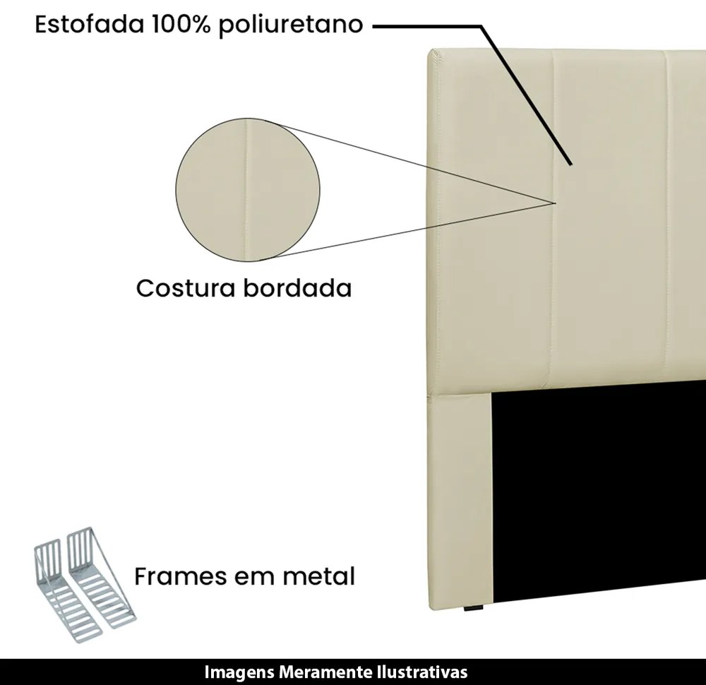 Cabeceira Decorativa Casal 1,40M Erza Veludo Bege G63 - Gran Belo