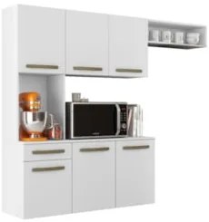 Armário de Cozinha Compacta 160cm Lora Branco A15 - Mpozenato