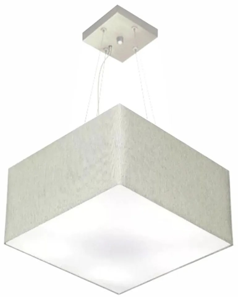 Lustre Pendente Quadrado Md-4197 Cúpula em Tecido 25/45x45cm Rustico Cinza - Bivolt