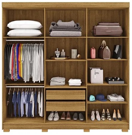 Guarda Roupa Com Espelho Elegance 6 Portas Nature/Alasca - Vila Rica Móveis