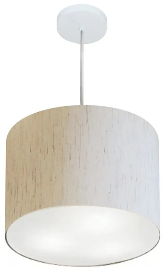 Lustre Pendente Cilíndrico Md-4212 Cúpula em Tecido 40x30cm Linho Bege - Bivolt