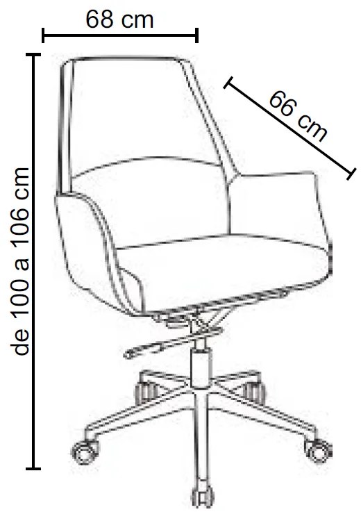 Cadeira de Escritório Office Diretor United Base Estrela com Rodízios PU Preto G56 - Gran Belo