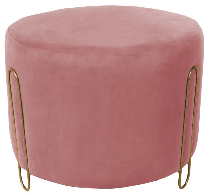 Puff Decorativo Redondo Duda Aramado Dourado Suede Rosê