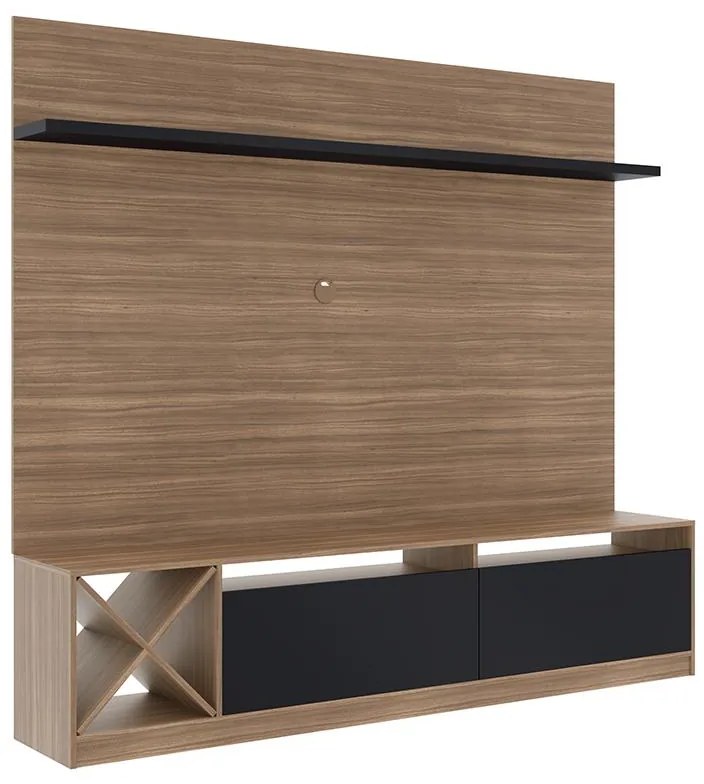 Painel Home Suspenso Sala Para Tv 2 Portas E 5 Prateleiras