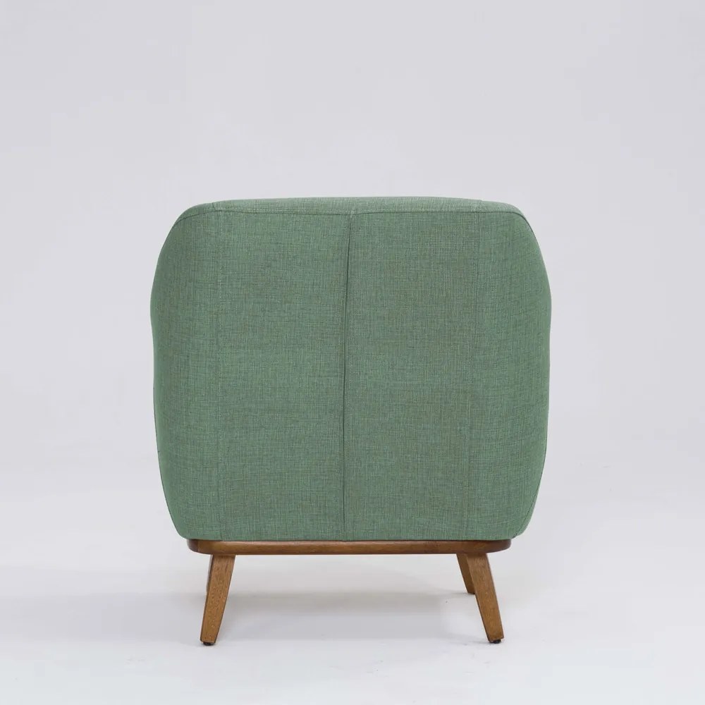 Poltrona Decorativa Pauline D07 Base Madeira Linho Mescla Verde D07 - D'Rossi