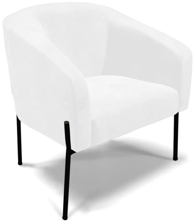 Namoradeira e 2 Poltronas Pé de Ferro Preto Stella Sintético PU D03 - D'Rossi - Branco