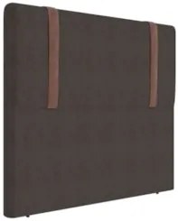 Cabeceira Cama Box Solteiro 90cm Estofada Glory Boucle Marrom Z04 - Mp