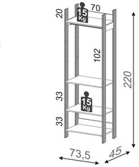 Guarda Roupa Closet Industrial com Cabideiro 4 Prateleiras TW402 Freij