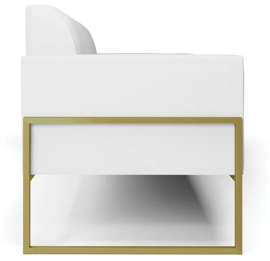 Sofá Namoradeira Base Industrial Alta Dourado Marisa Corino D03 - D'Rossi - Branco
