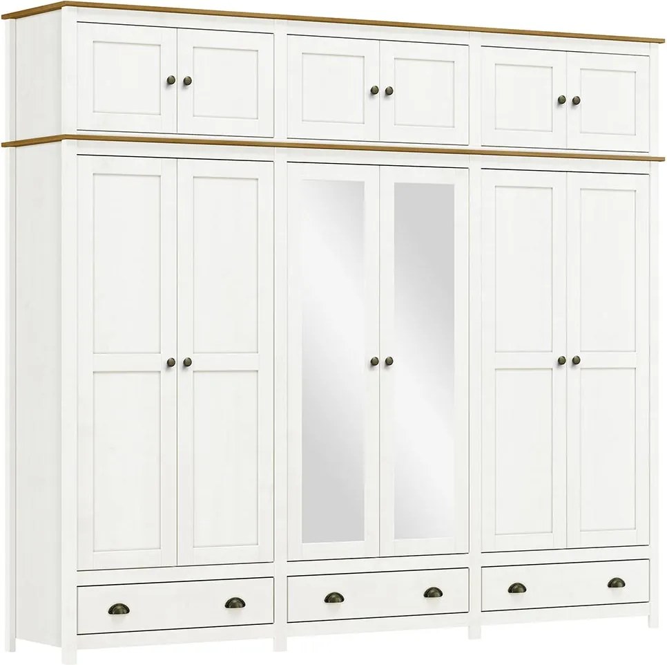Guarda Roupa Bipartido 12 Portas Madeira Maciça Osiris Branco/Freijó - G74 - Gran Belo