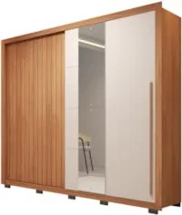 Guarda Roupa Casal 245cm 2 Portas Espelho Scipio Freijó/Off C01 - Mpoz