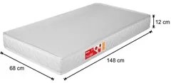 Kit 2 Colchões Liso Para Mini Cama 148x68x12 cm D20 Branco - Prorelax