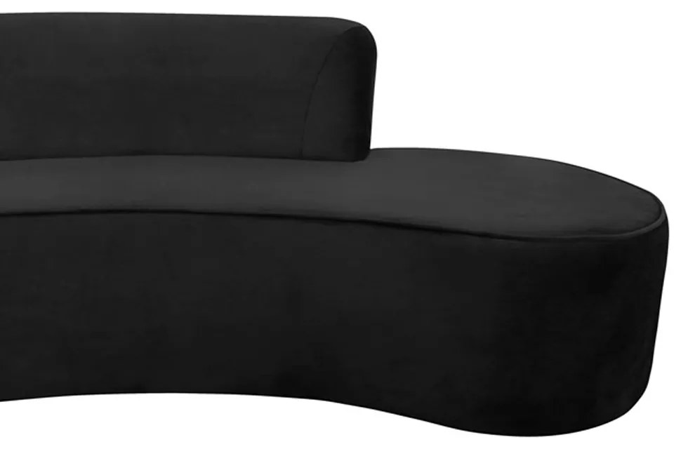 Sofá 3 Lugares Eros D07 Curvo 210cm Braço Esquerdo Veludo Preto - D'Rossi
