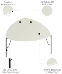 Mesa de Centro Alta Para Sala Pés Metálicos Blen Luna/Preto I06 - Mpoz