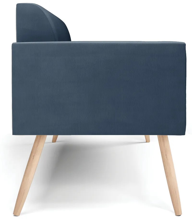Sofá Namoradeira Pés Palito Natural Marisa Suede Azul Marinho D03 - D'Rossi