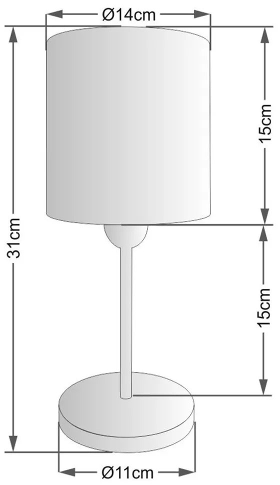 Abajur de cabeceira md-2010cz cúpula em tecido branco