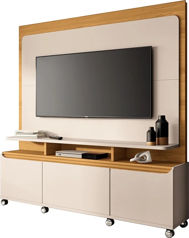 Home Estante Quantum 2 Portas em MDP/MDF para TV até 70 Polegadas Off White/Cinamomo G26 - Hb Móveis