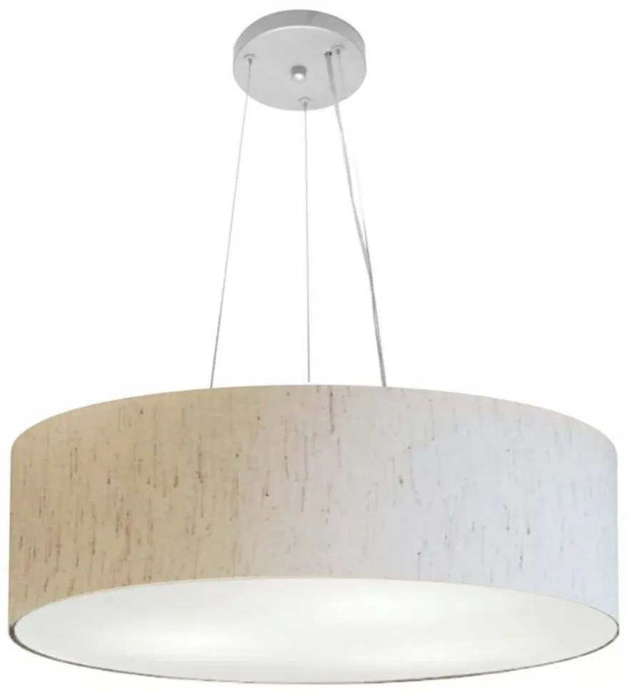 Lustre Pendente Cilíndrico Md-4193 Cúpula em Tecido 70x15cm Linho Bege - Bivolt