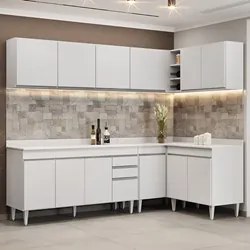 Armário de Cozinha Modulado de Canto 6 Peças CP32 Balcão com Tampo Bra