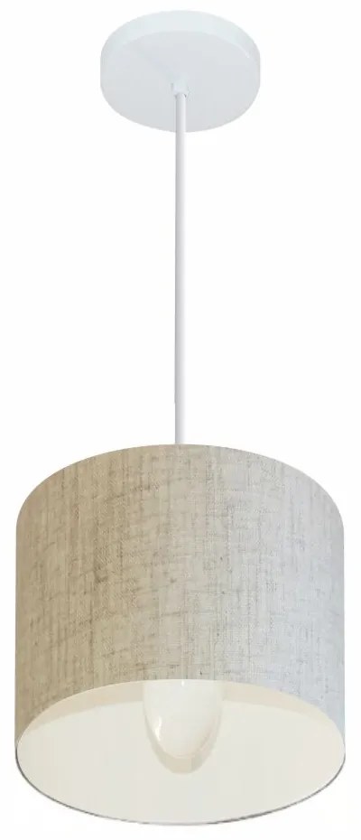 Lustre Pendente Cilíndrico Md-4046 Cúpula em Tecido 18x18cm Rustico Bege - Bivolt