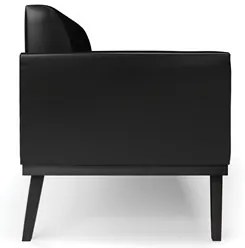 Sofá Namoradeira e 2 Poltronas Base Madeira Preto Maressa Sintético PU