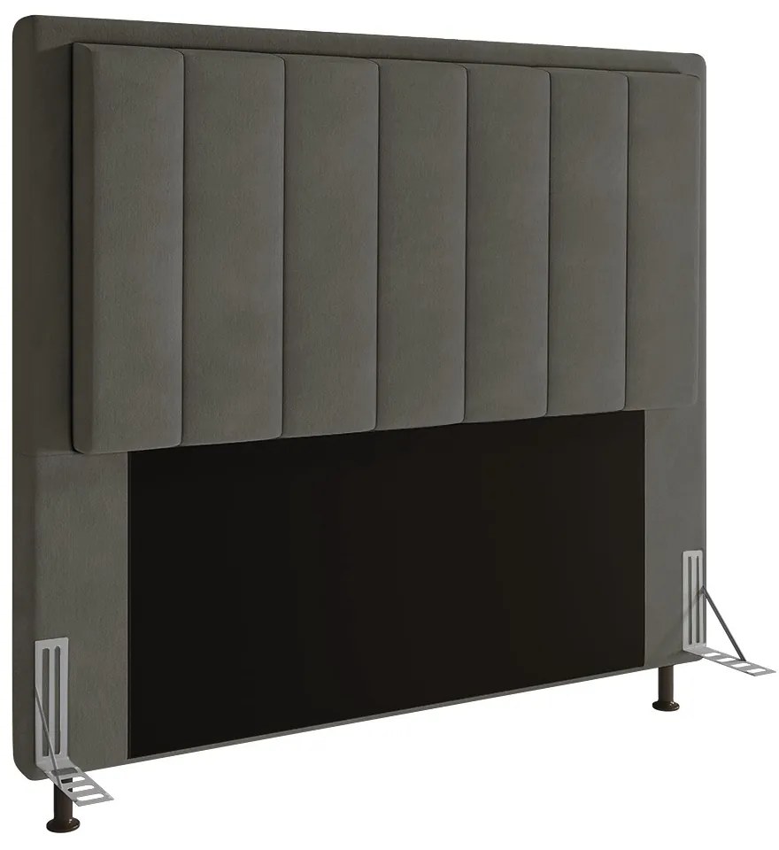 Cabeceira Casal Cama Box 140cm  para Quarto Opala Suede M11 - D'Rossi - Grafite