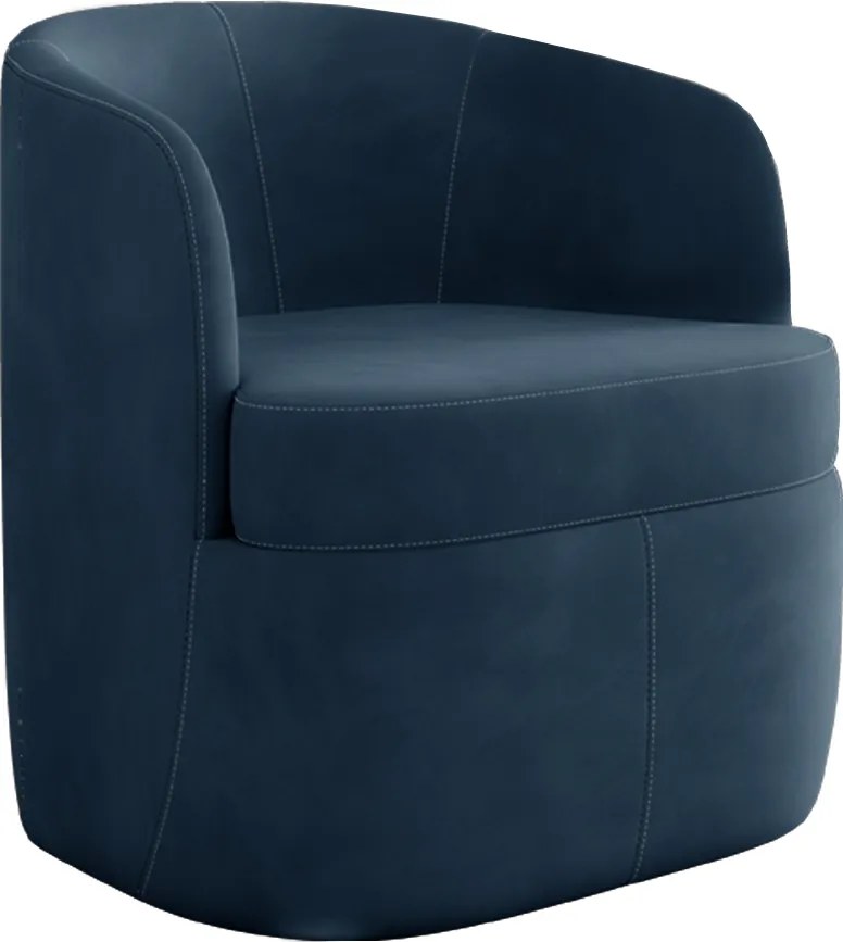 Poltrona Decorativa Design Moderno Bel Sala de Estar Base Giratória Veludo Azul Marinho G33 - Gran Belo