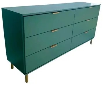 Cômoda 6 Gavetas Verde Oliva em MDF 158x40x76 cm Ditália