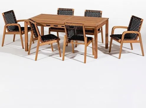 Conj. Trama Mesa 6 Lugares Jatobá Corda Preta 180cm - 78608 Sun House