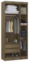 Guarda Roupa Modulado 102cm com 3 Portas Delphi Avelã L01    - Mpozena