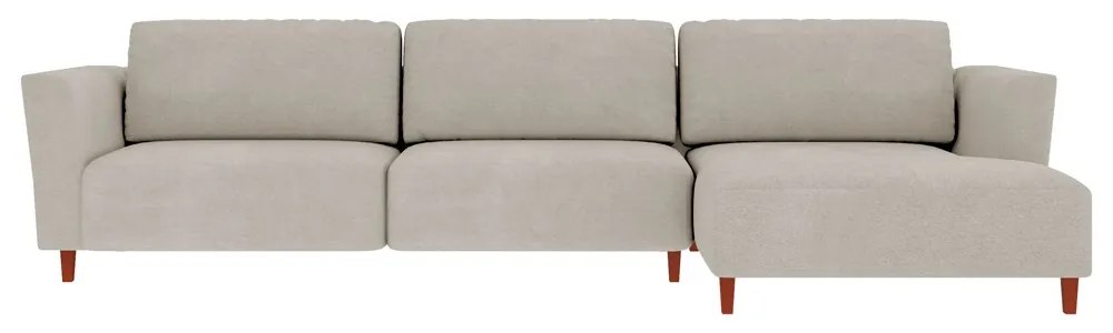Sofá 350cm com Chaise Direita Estrutura em Madeira Franz Suede Bege G52 - Gran Belo