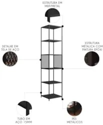 Estante Multiuso Industrial Alta com 4 Prateleiras Preto Z54 - Mpozena