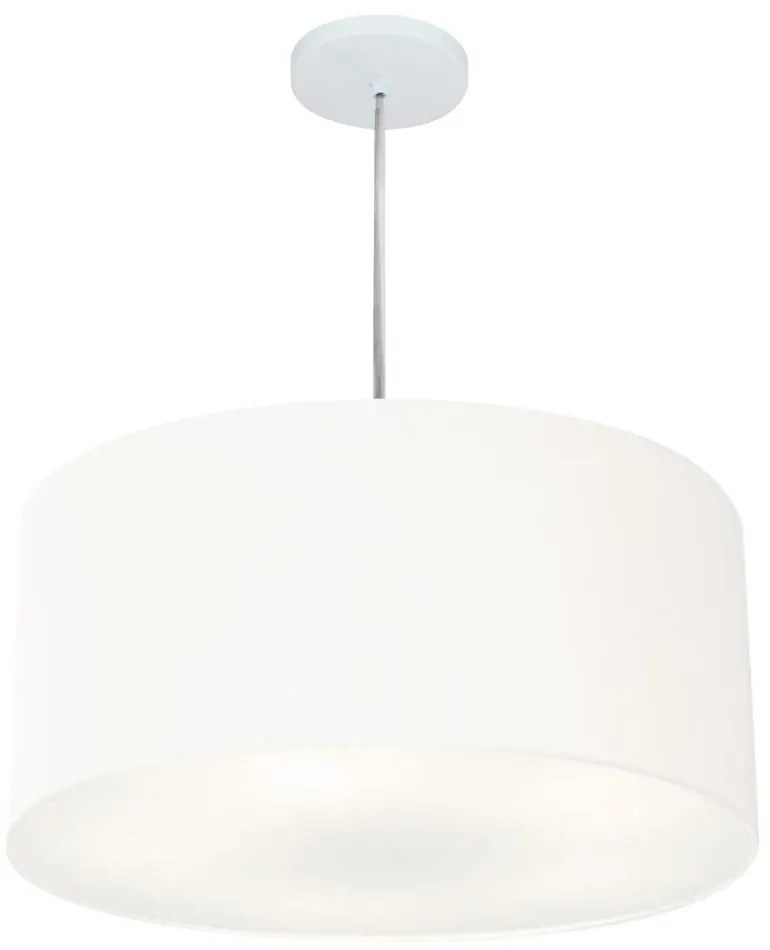 Lustre Pendente Cilíndrico Md-4219 Cúpula em Tecido 55x25cm Branco - Bivolt