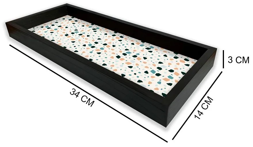 Bandeja Preta Com Gravura Impermeavel "Granilite" 34x14x3cm - D'Rossi
