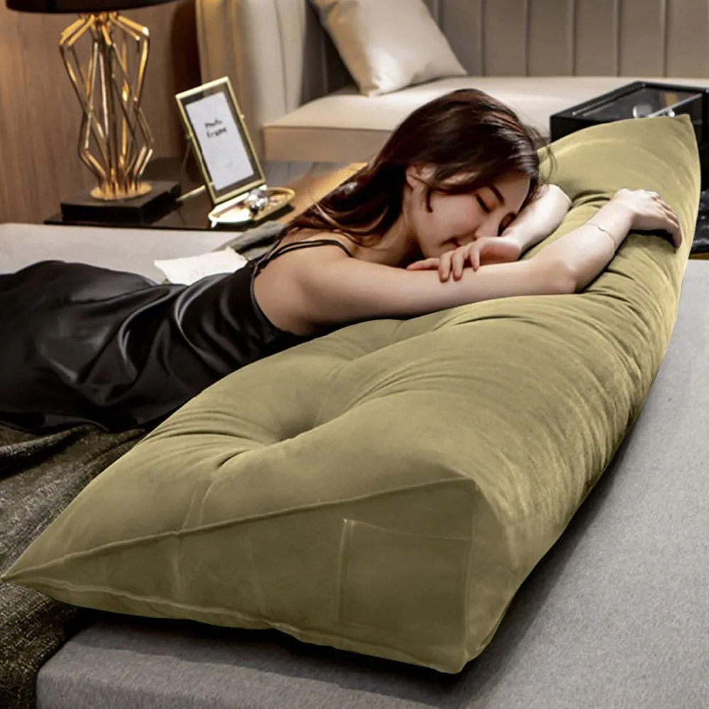 Almofada para Cabeceira Mel 1,95 m King Travesseiro Apoio para Encosto Macia Formato Triângulo Suede Nude