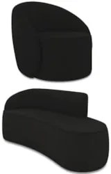 Sofá 3 Lugares 180cm Wendi e Poltrona Steve Suede Preto I01  - Mpozena