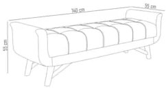Puff Recamier Calçadeira 140cm Base Madeira Neville Z37 Sintético Cara