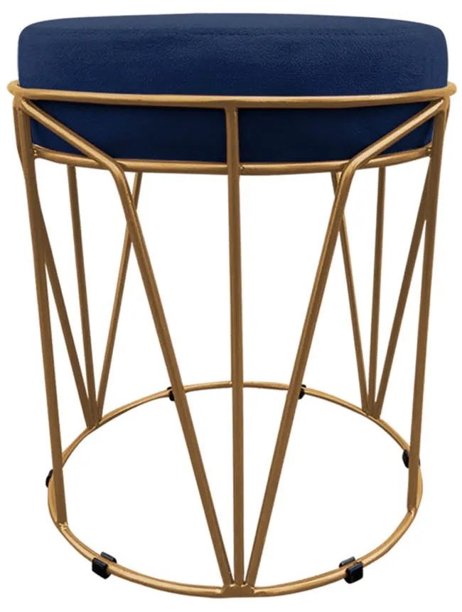 KIT 02 PUFF BABU SUEDE BASE DOURADO DROS - Azul Marinho