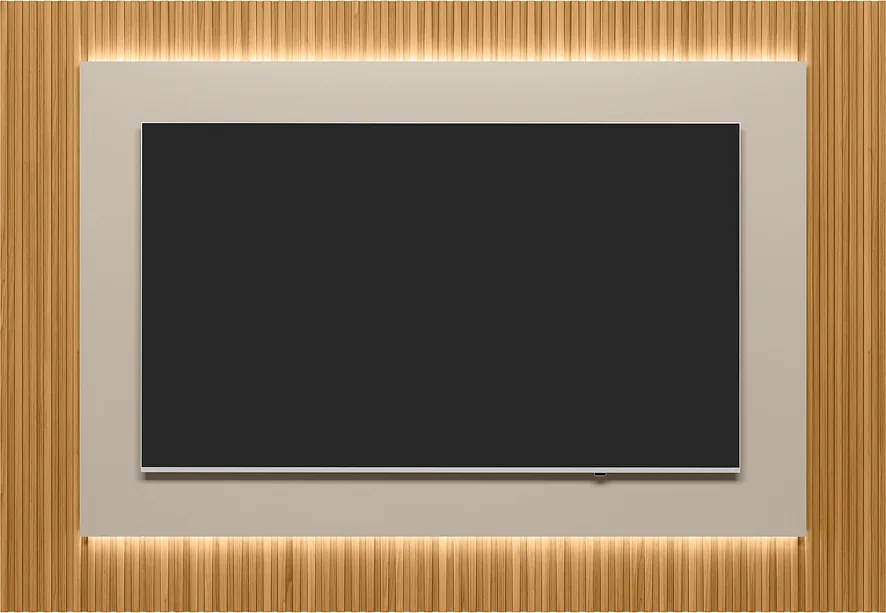 Painel Decorativo Singapura MDP/MDF TV até 70 Polegadas Ripado 2.2 Tauari/Off White G77 - Gran Belo