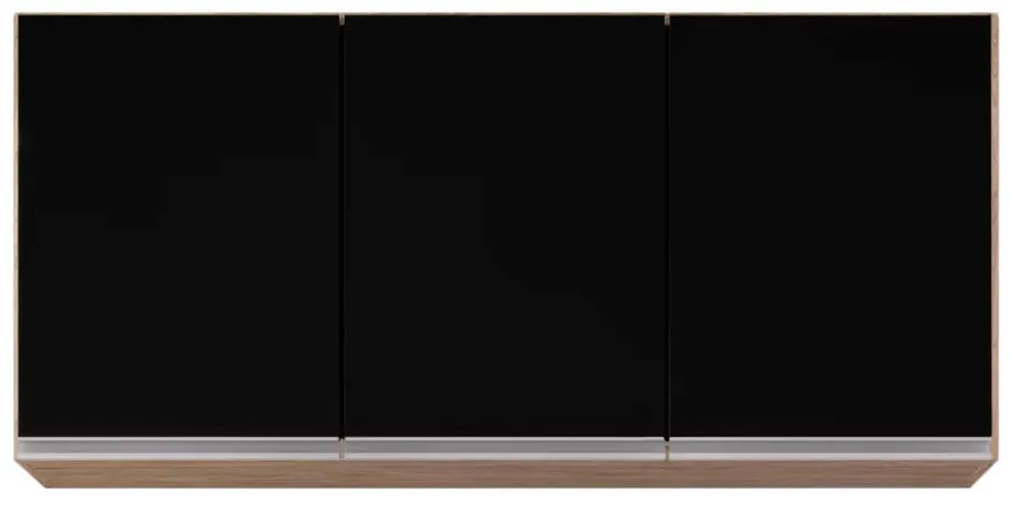 Kit 2 Armários Aéreo de Cozinha Lavanderia 03 Portas Tina 120 cm L06 - D'Rossi - Castanho e Preto