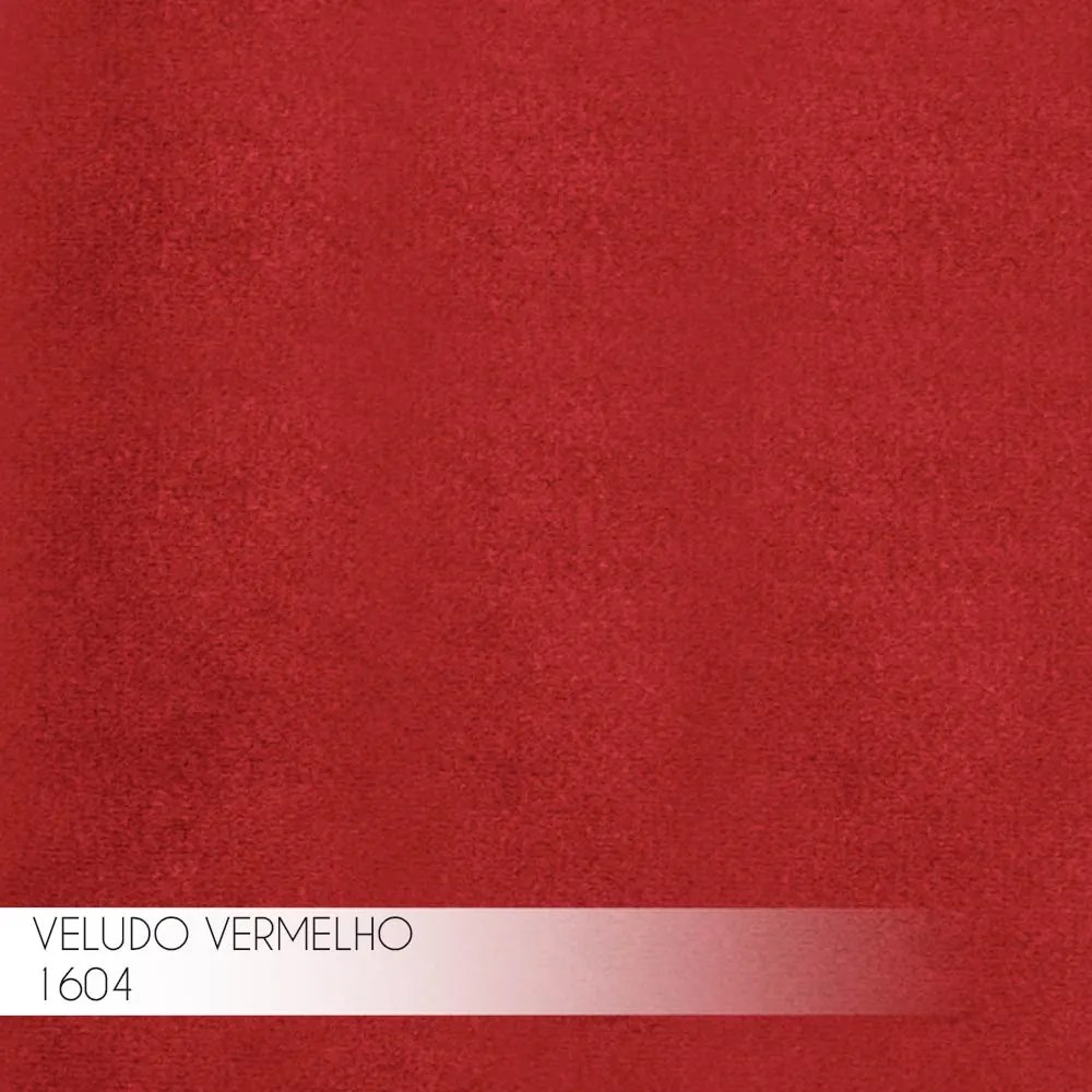 Kit 2 Puff Decorativo Base Preta Elsa Veludo Vermelho G41 - Gran Belo