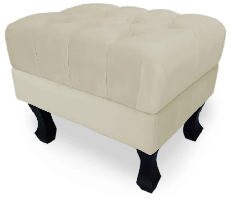 Puff Baú Decorativo Capitonê Luis XV 50x40cm Suede Bege - Sheep Estofados - Bege