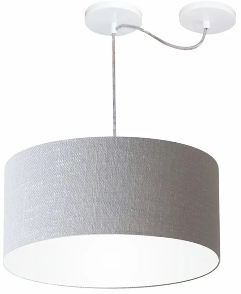 Lustre Pendente Cilíndrico Com Desvio De Centro Md-4147 Cúpula  50x25cm Rustico Cinza - Bivolt