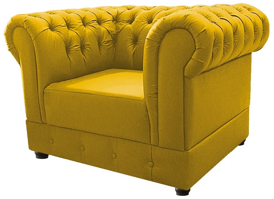 Kit Poltrona e Namoradeira Chesterfield Ana Suede Amarelo - ADJ Decor