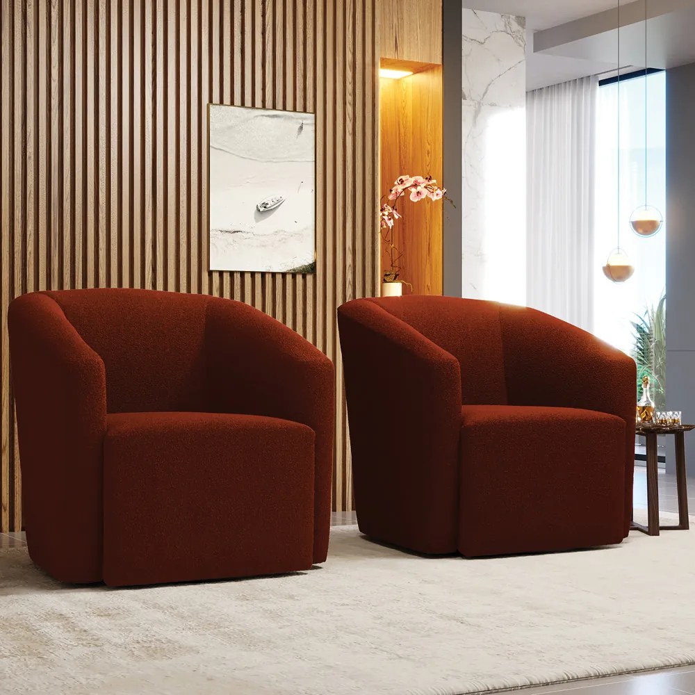 Poltrona Decorativa Orgânica Kit 2 Stella Max Bouclê D03 - D'Rossi - Terracota