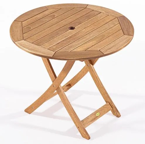 Mesa Dobrável Redonda Madeira Stain Cor Jatobá 120cm - 16526 Sun House