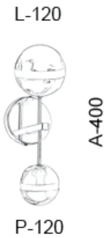 Arandela C/ Globo Filete B/2 Vertical 12X12X40Cm Metal E Vidro 2 X G9... (CROMADO, FOSCO)