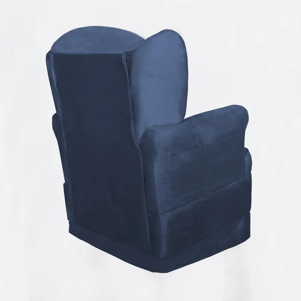 Poltrona Ana de Amamentação com Balanço Suede Azul Marinho