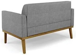 Sofá Namoradeira e 2 Poltronas Base Madeira Castanho Maressa Linho Gra