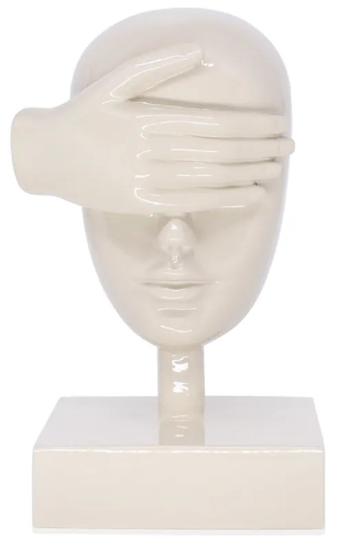 Escultura Decorativa Máscara Cego Em Cerâmica Nude 25x15x14 Cm - D'Rossi